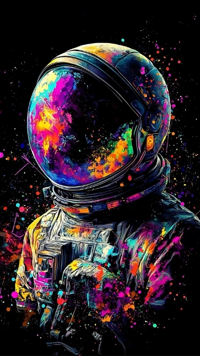 Hình nền phi hành gia nghệ thuật đầy màu sắc cho điện thoại