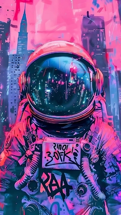 Hình nền phi hành gia màu hồng cho điện thoại