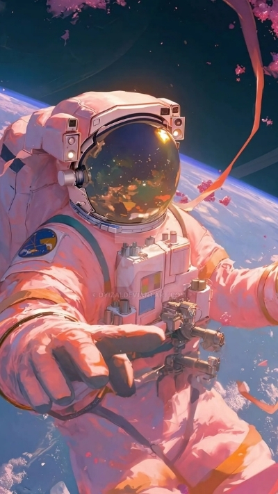 Hình nền phi hành gia màu hồng đẹp 4K