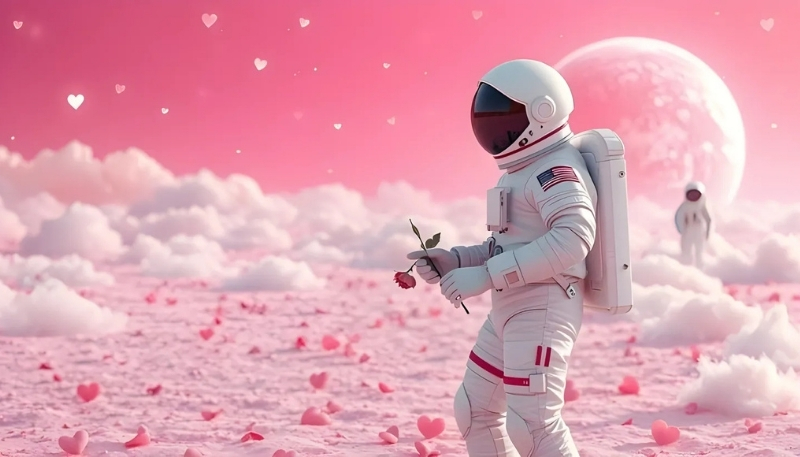 Hình nền phi hành gia màu hồng cho máy tính