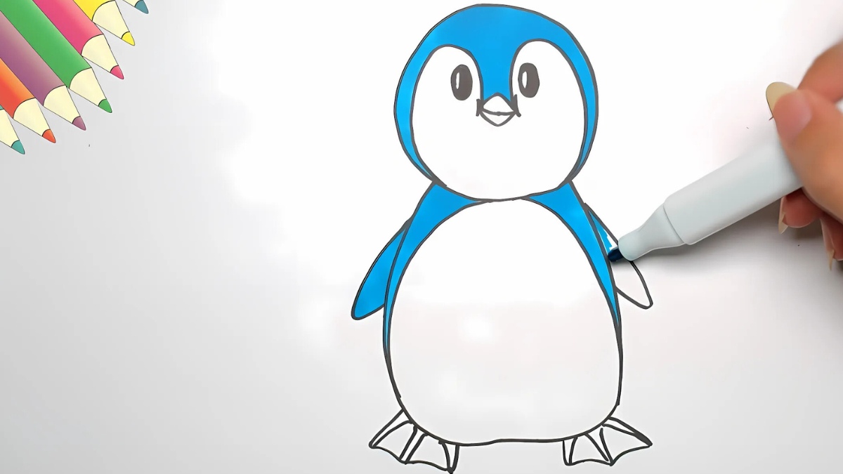 Cách vẽ con vật hình chim cánh cụt dễ thương