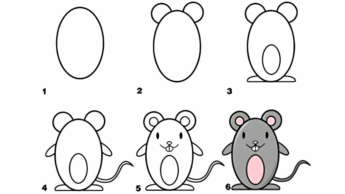 Cách vẽ con vật chuột bằng hình tròn