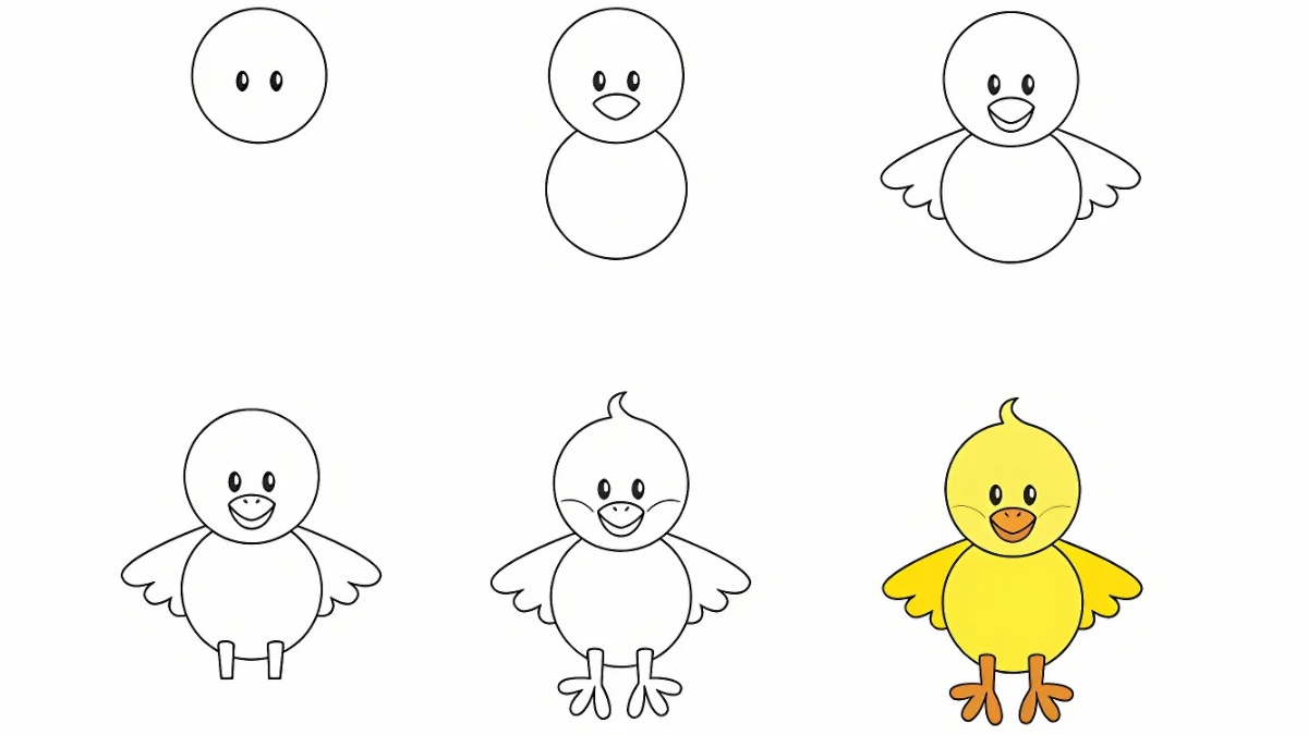 Cách vẽ con vật vịt con đẹp dễ thương