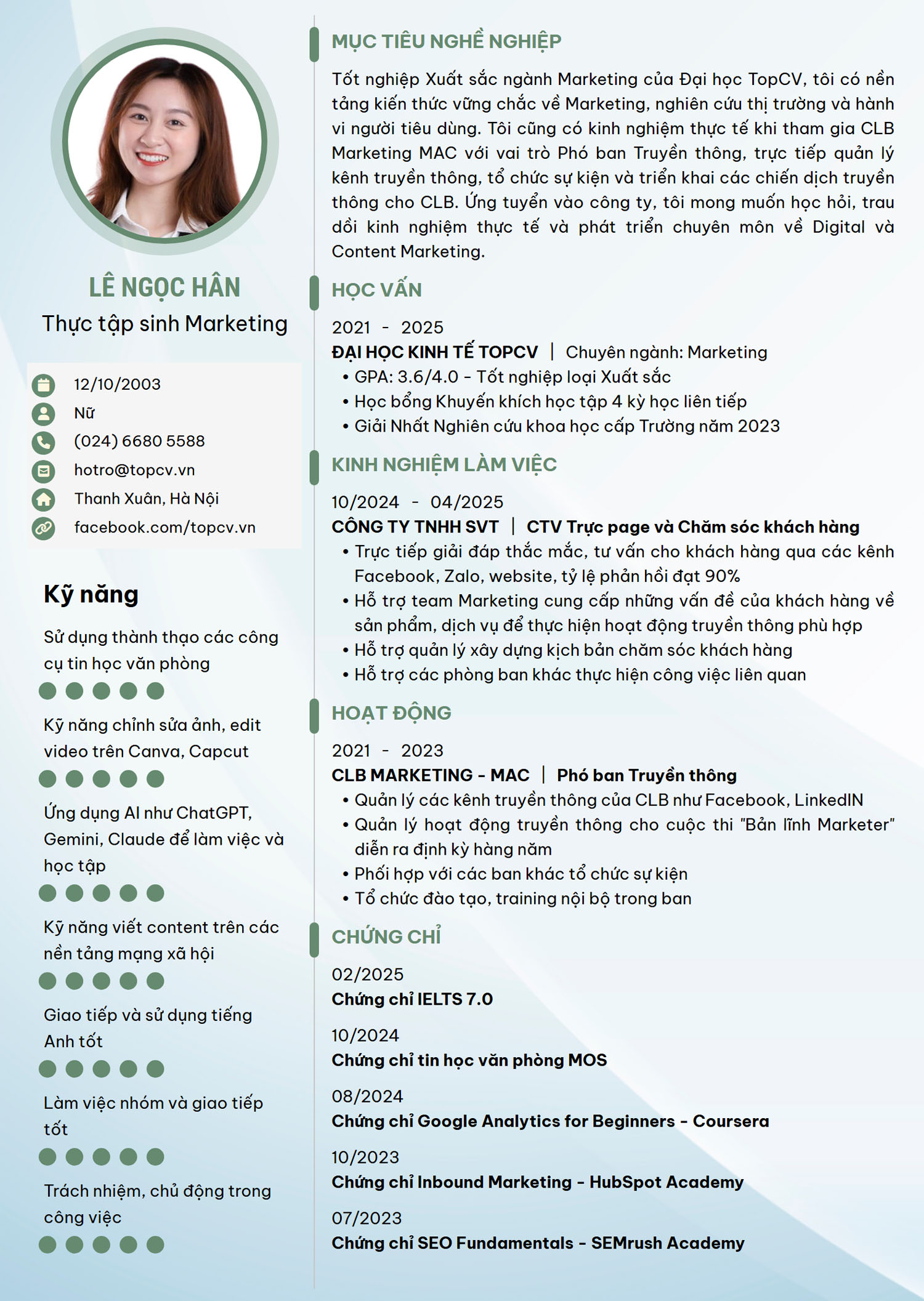 Tạo CV xin việc chuẩn tại TopCV