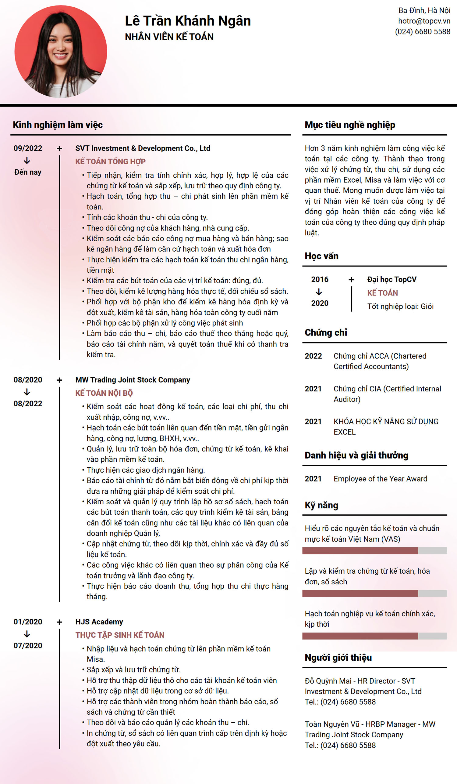 Tham khảo mẫu CV xin việc Tiếng Anh vị trí Quản lý nhà hàng