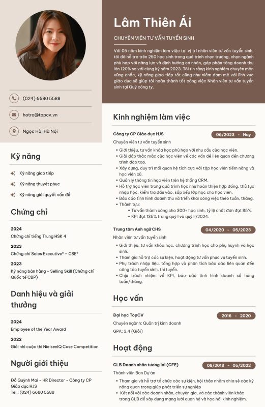 Mẫu CV xin việc tiếng Anh  chuẩn 2025