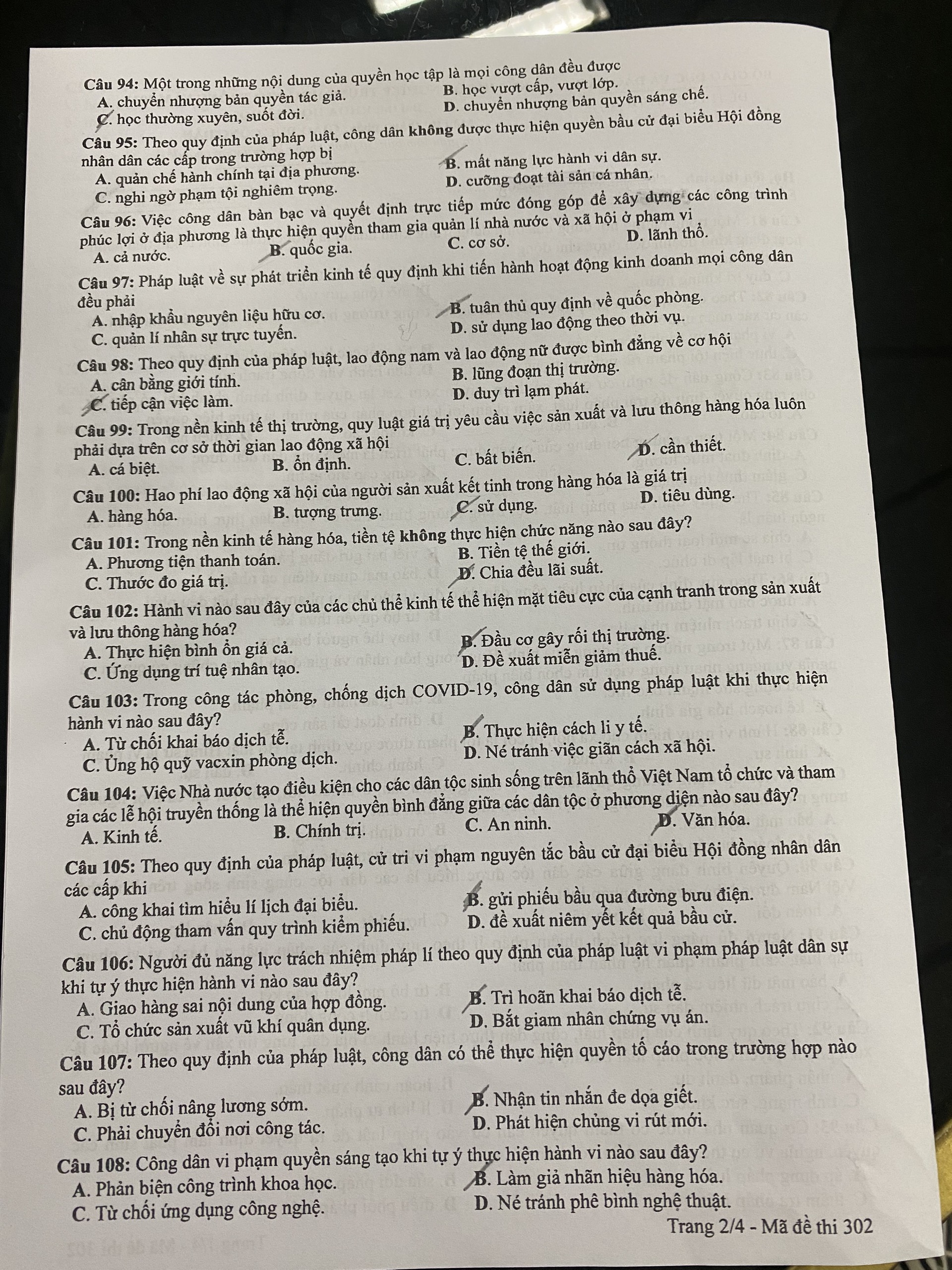 Đề thi môn tổ hợp KHXH kỳ thi THPT Quốc gia 2021 tất cả các mã đề - Ảnh 2
