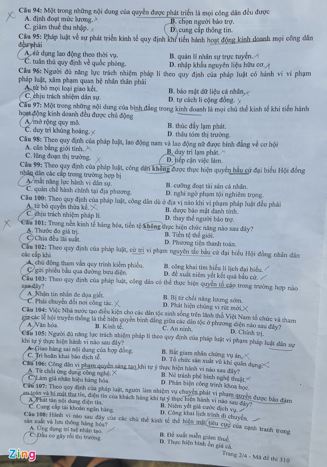 Đề thi môn tổ hợp KHXH kỳ thi THPT Quốc gia 2021 tất cả các mã đề - Ảnh 5