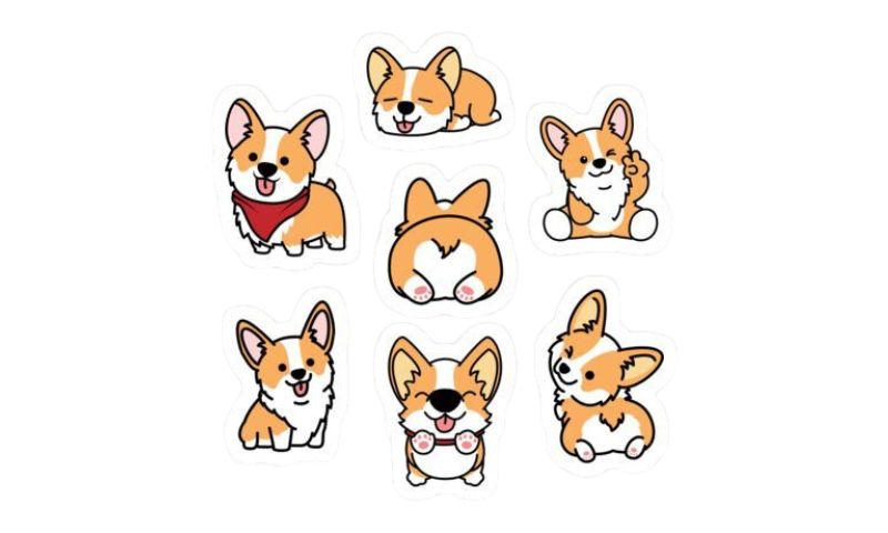Mẫu hình sticker chó Corgi