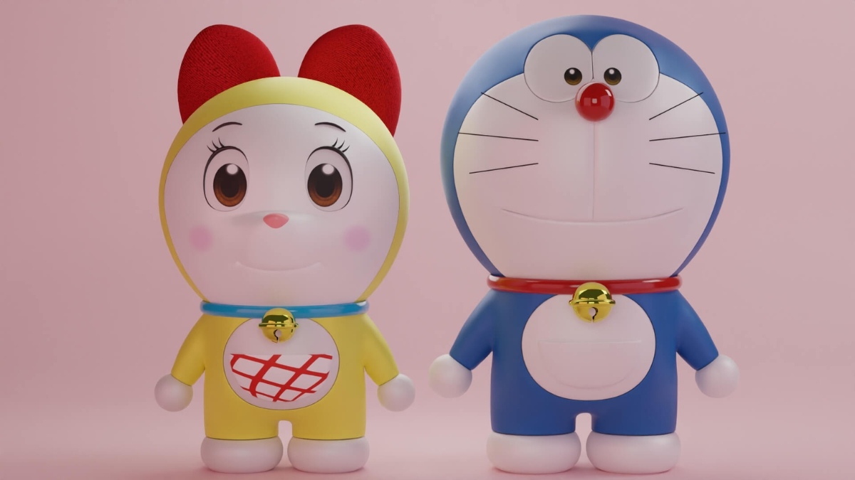 Hình nền Doraemon cute và Dorami nắm tay vui vẻ