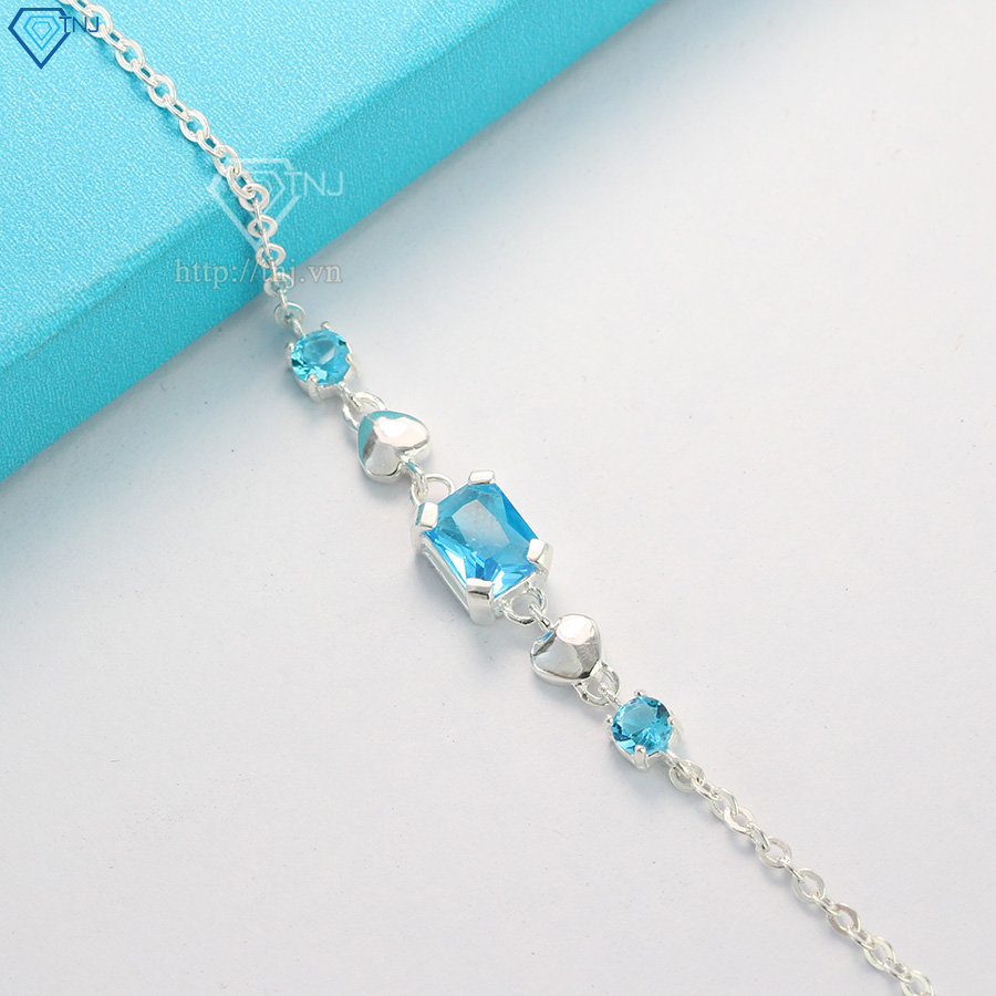 Lắc tay bạc nữ đính đá xanh dương LTN0149