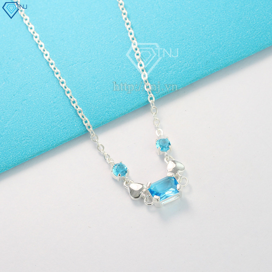 Lắc tay bạc nữ đính đá xanh dương LTN0149