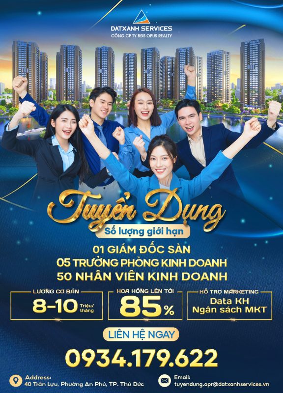 Opus Realty tuyển dụng nhân viên kinh doanh Bất động sản với mức thu nhập khủng lên tới 9 con số 0