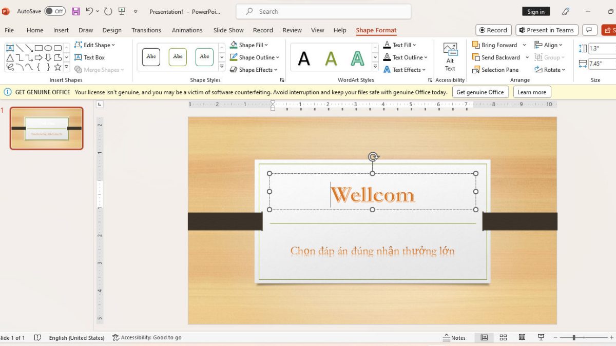 Bước 1: Cách tạo trang mở đầu làm slide câu hỏi trắc nghiệm trên powerpoint