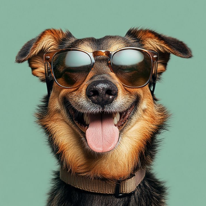Ảnh chú chó đeo kính