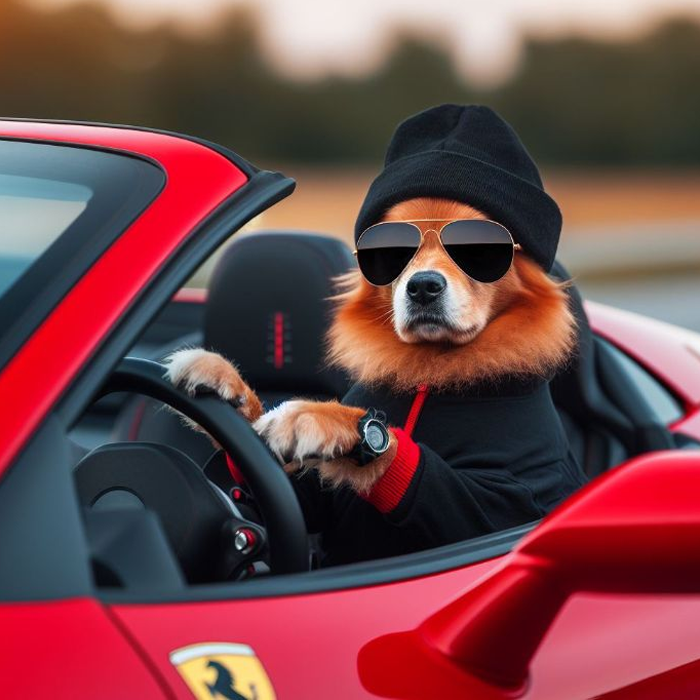 Ảnh chú chó lái xe