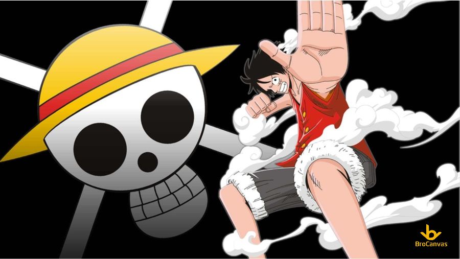 Hình ảnh Luffy Và Biểu Tượng Cờ Cảu Băng Mũ Rơm