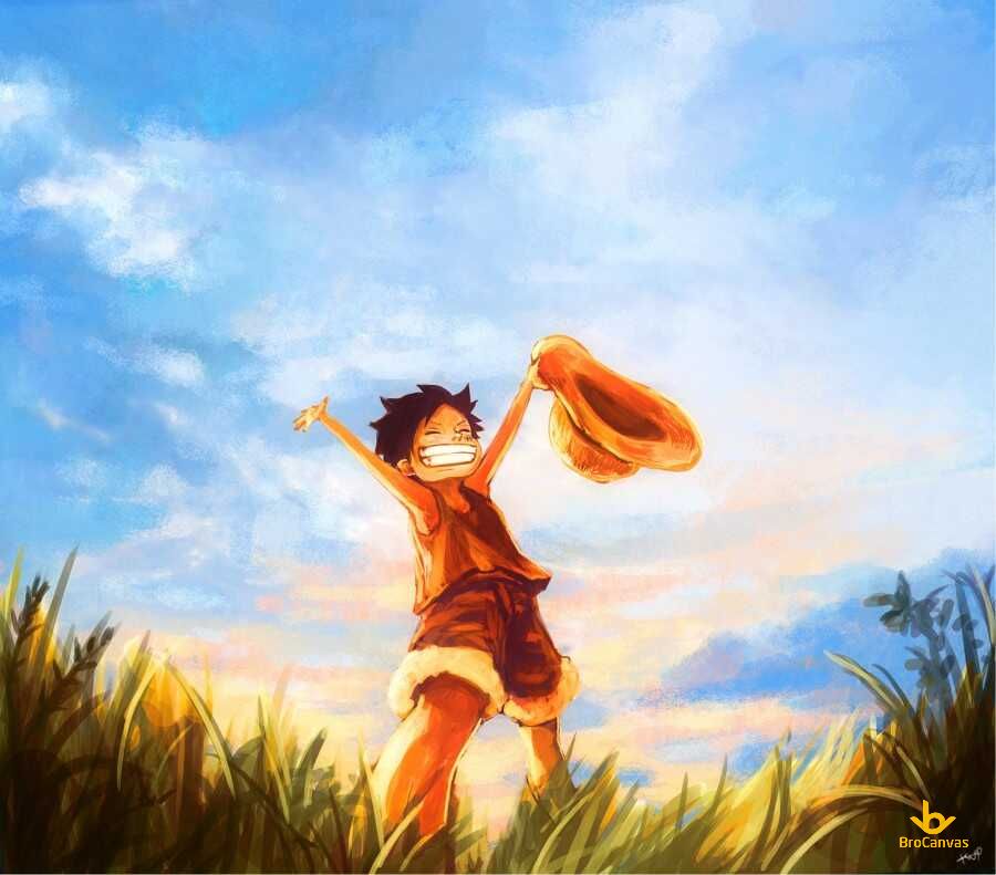 Hình Luffy Thuở Nhỏ Vui Cười Giữa Cánh đồng