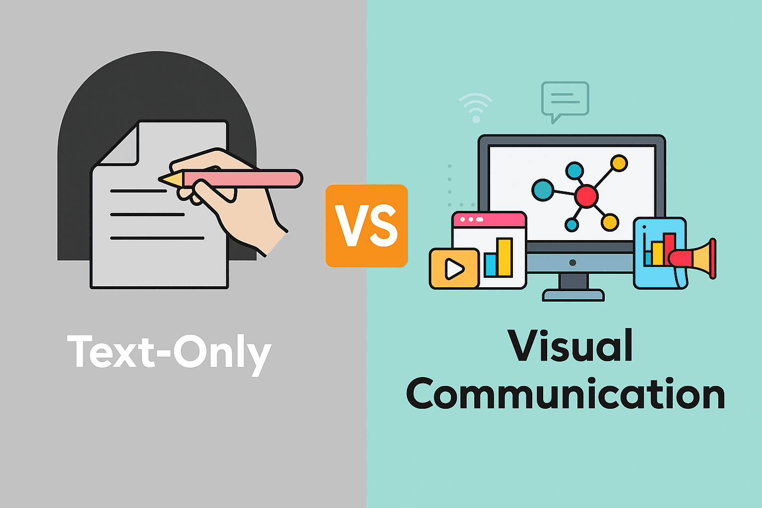 Illustration contrasting