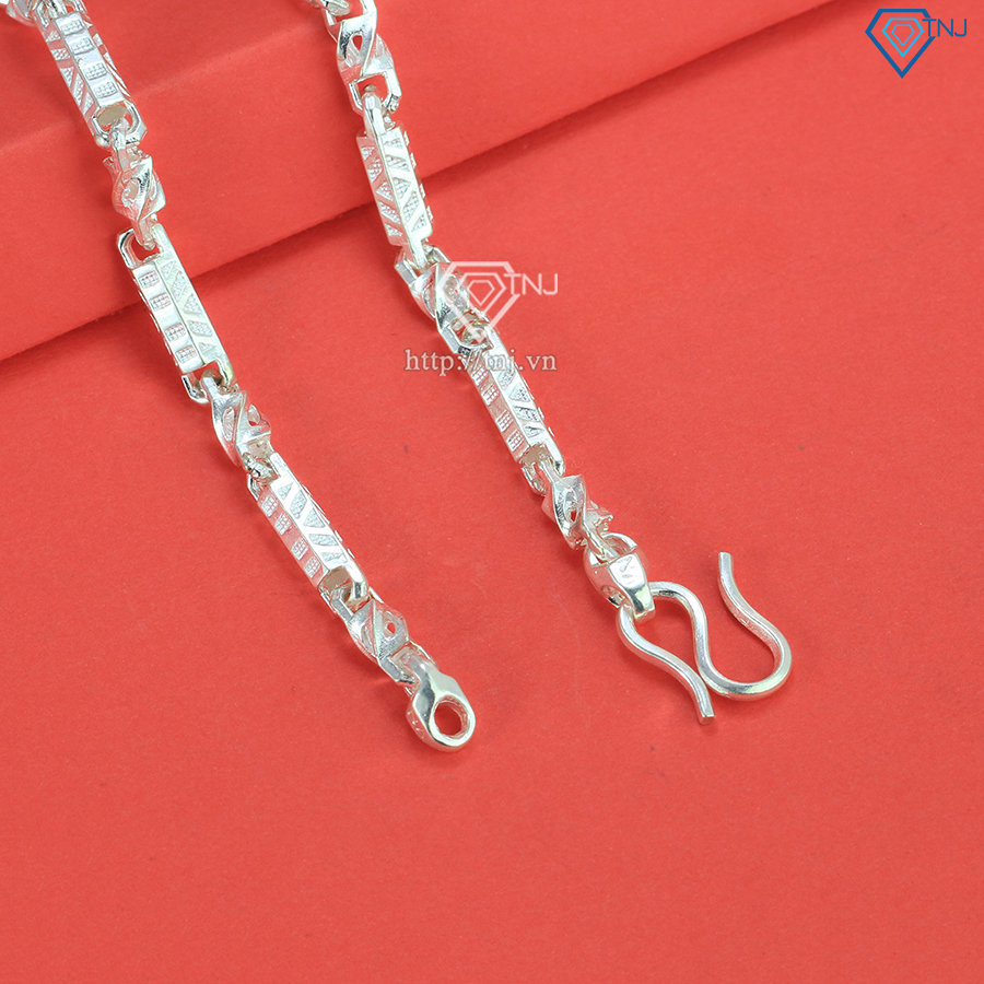 Vòng cổ cho bé trai đẹp hình trụ bằng bạc DTA0033