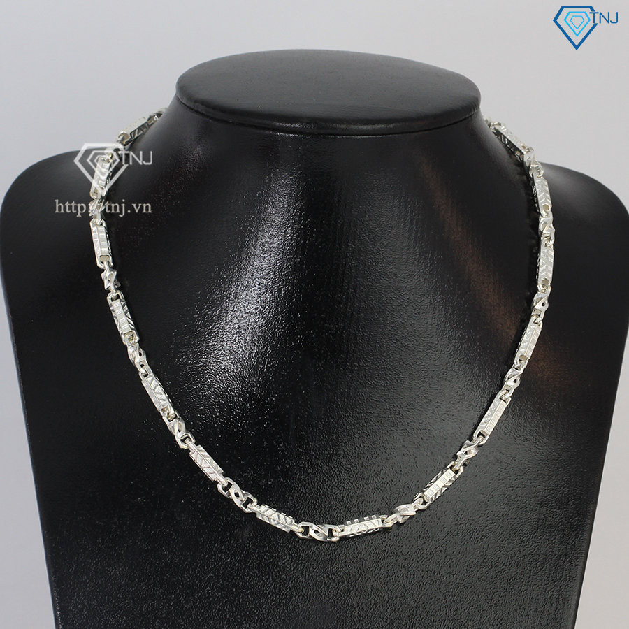 Vòng cổ cho bé trai đẹp hình trụ bằng bạc DTA0033