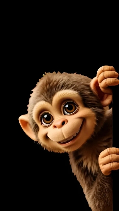 Ảnh nền khỉ 3D cute tinh nghịch