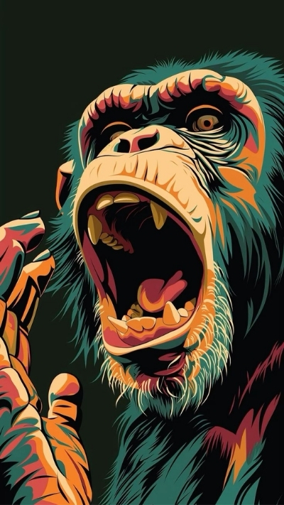 Ảnh nền khỉ 3D hoạt hình đáng yêu