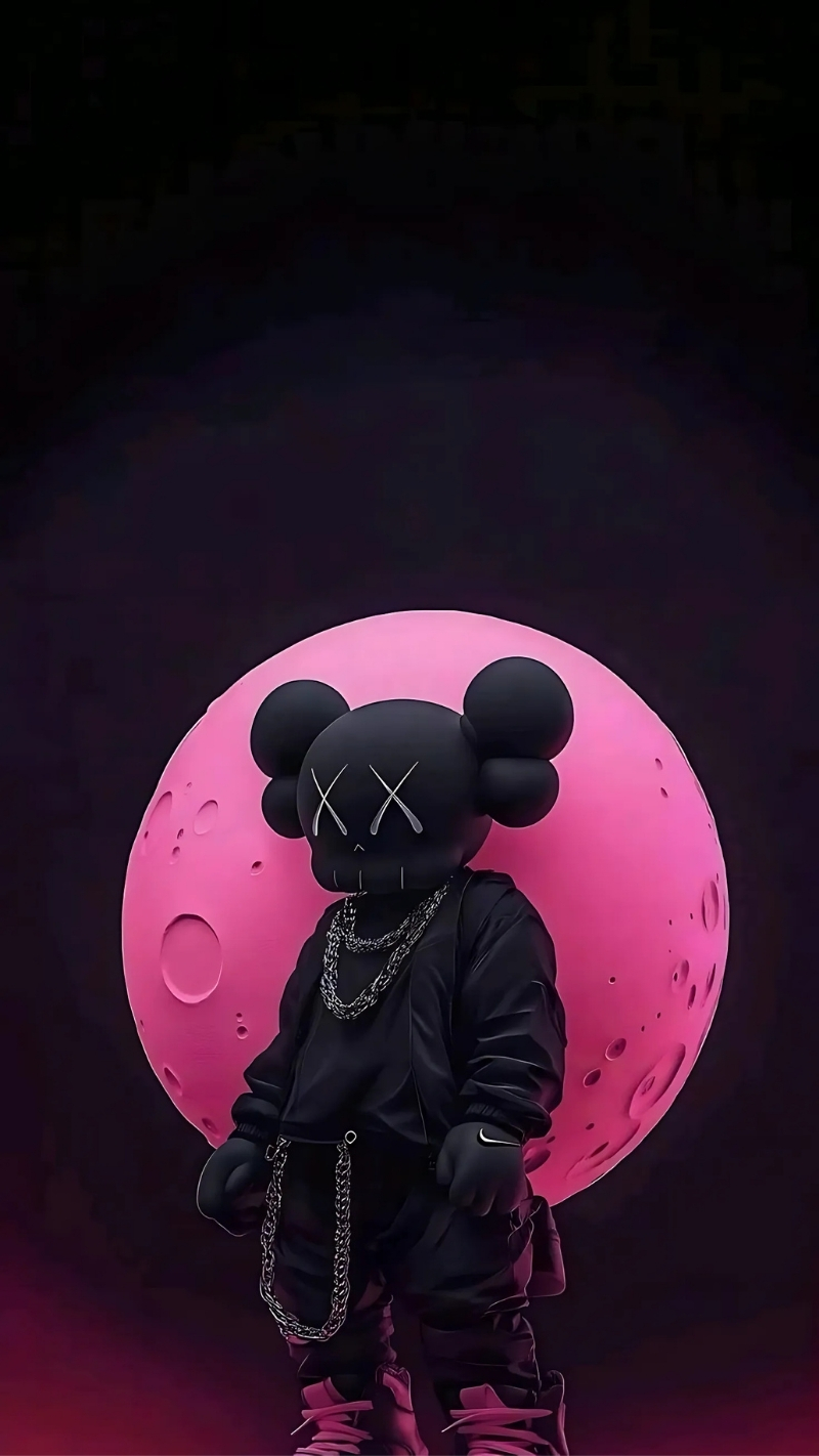 hình nền bearbrick đen nghệ thuật