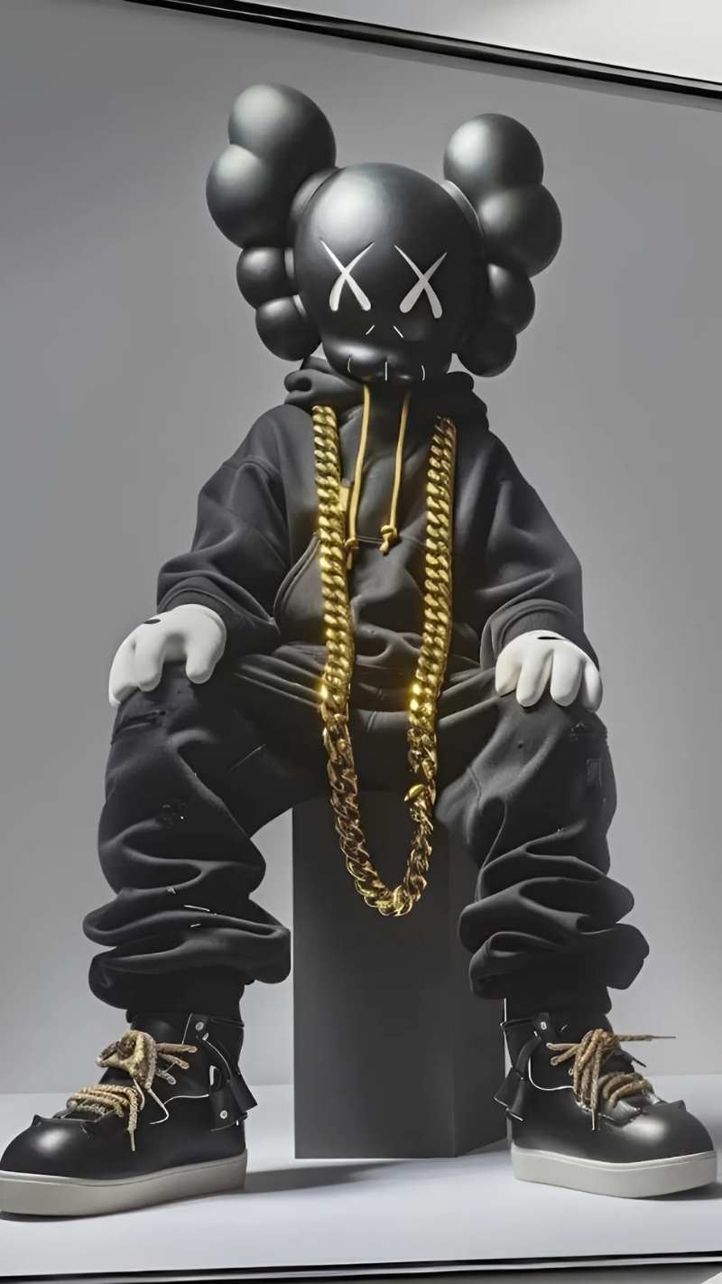 hình nền bearbrick đen phong cách