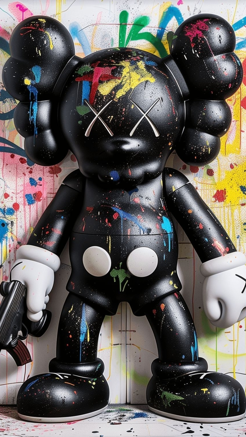 hình nền bearbrick đen dark mode