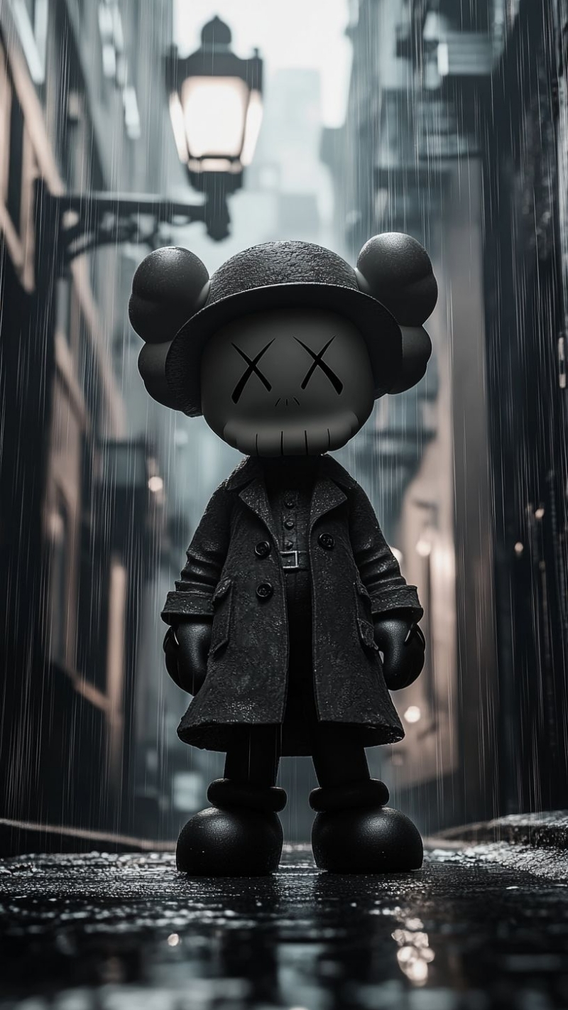hình nền bearbrick đen shadow effect