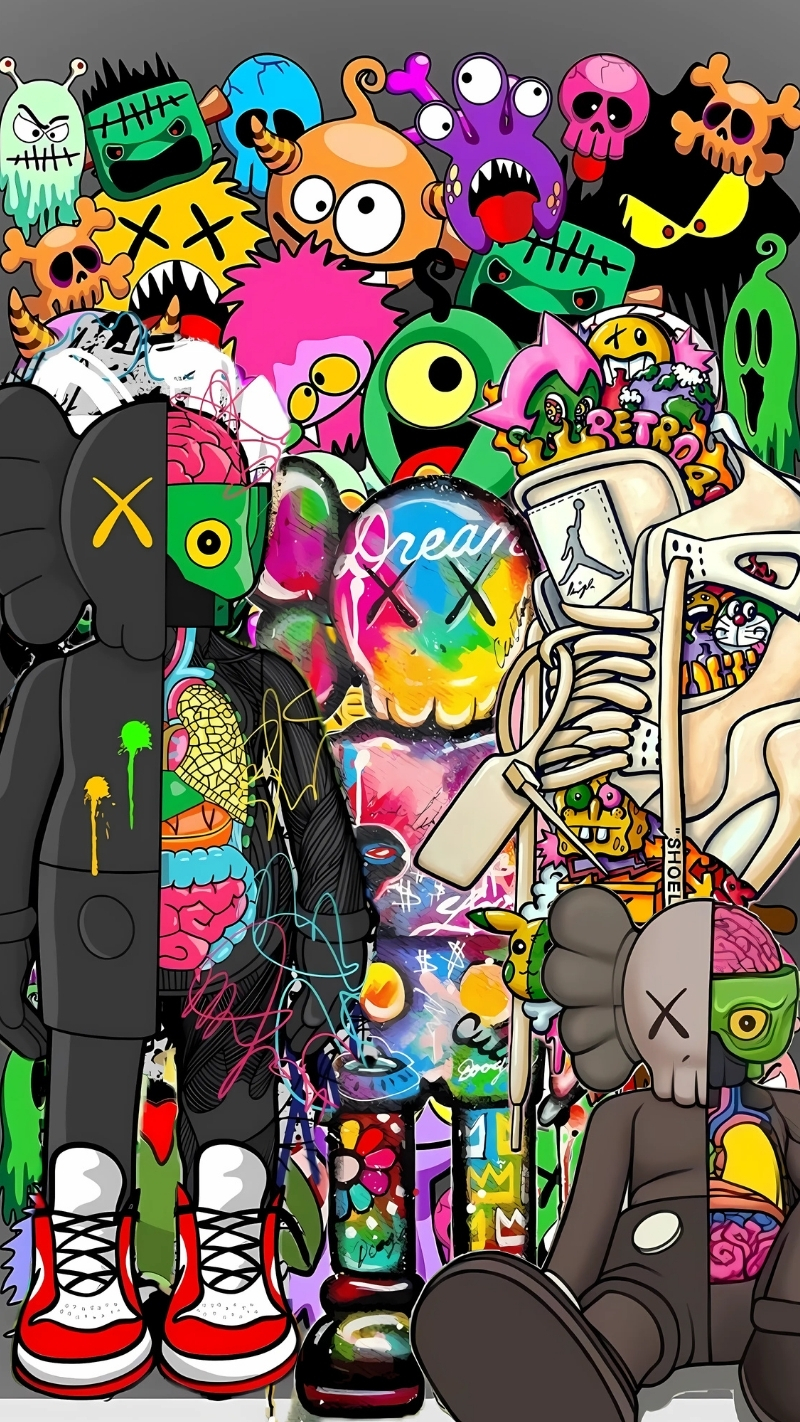 hình nền bearbrick đen huyền ảo