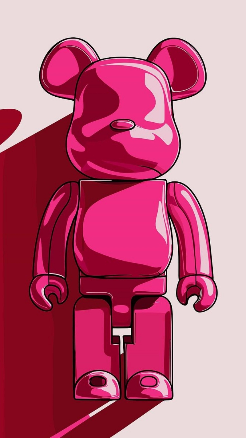 hình nền bearbrick màu hồng dễ thương