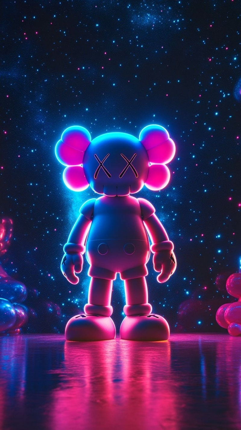 hình nền bearbrick màu hồng đáng yêu