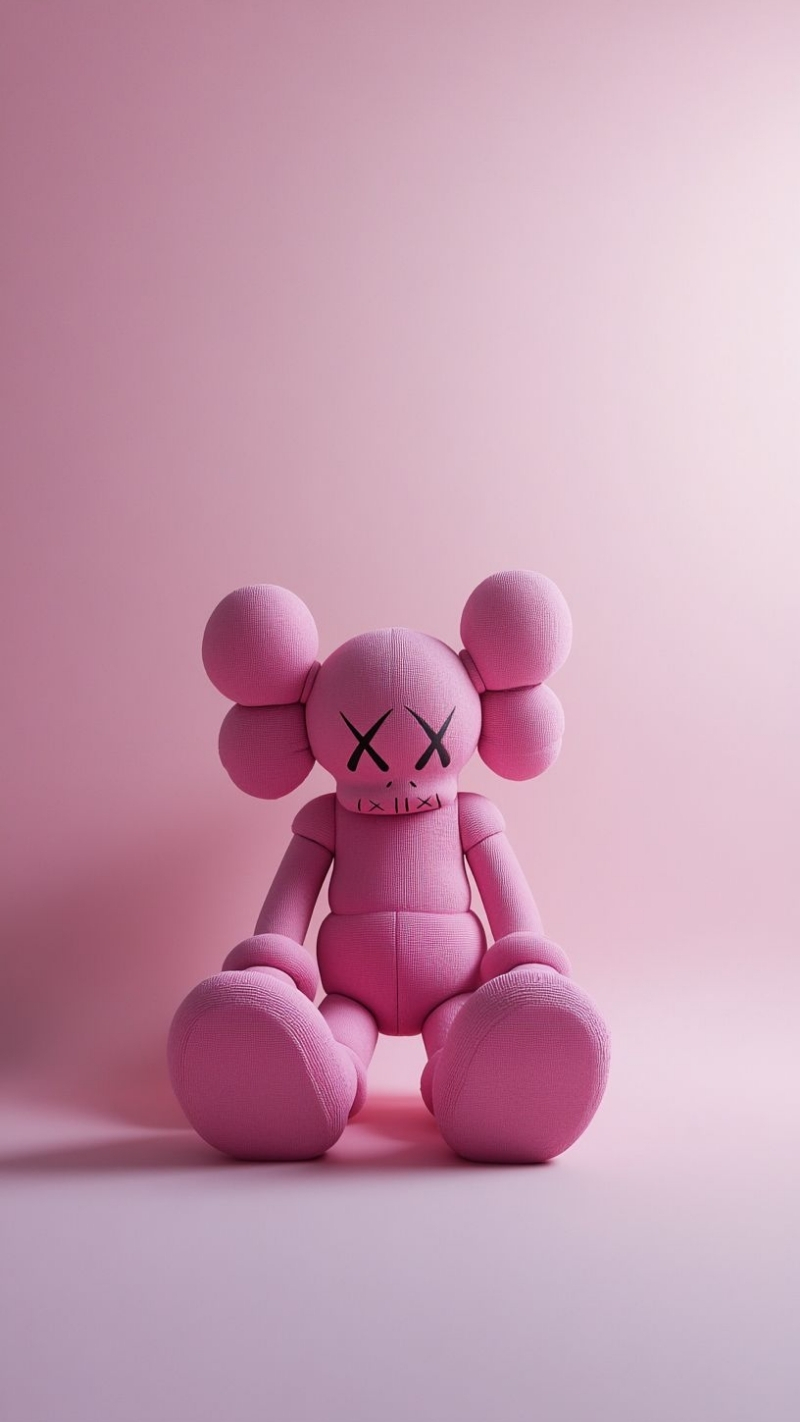 hình nền bearbrick màu hồng cute phô mai que