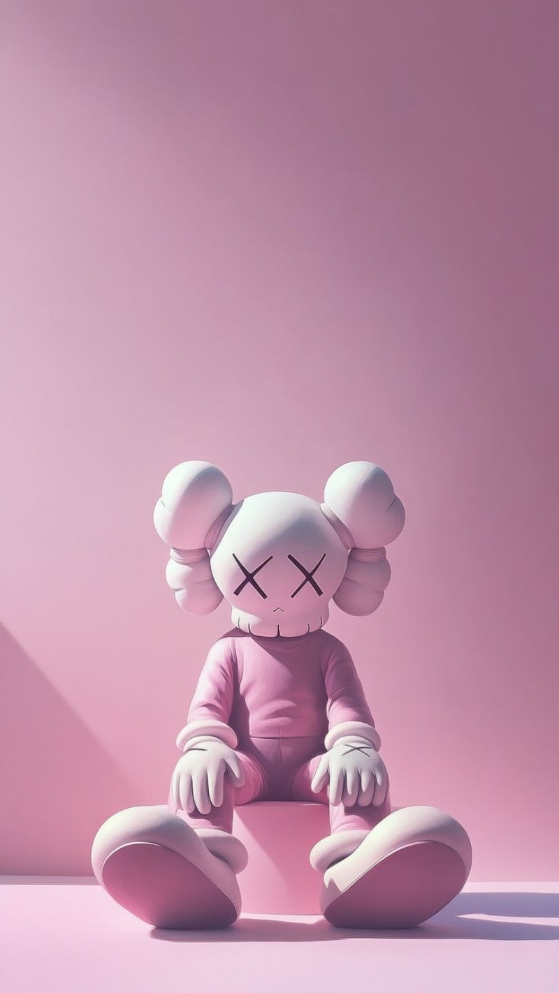 hình nền bearbrick màu hồng kem ngọt