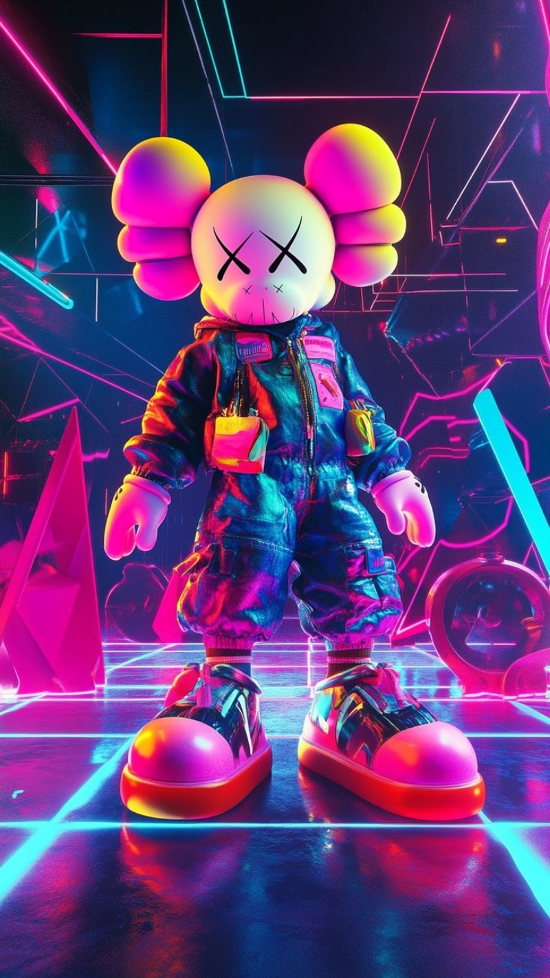 hình nền bearbrick màu hồng nàng thơ