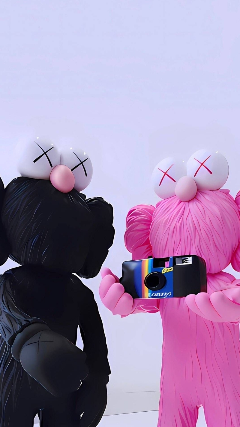 hình nền bearbrick màu hồng lung linh