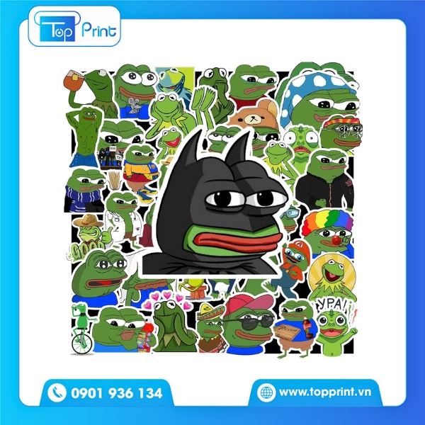 Sticker Ếch Xanh Chất Liệu Giấy Cán Mờ