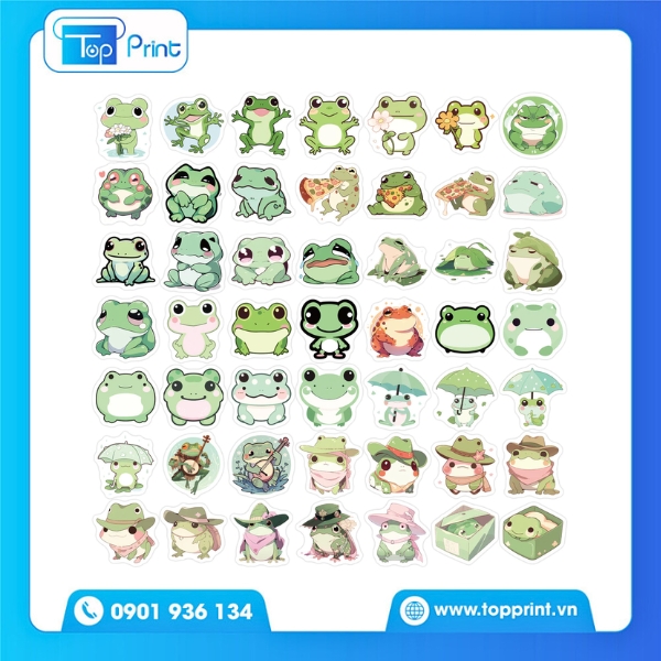 Sticker Ếch Xanh In Trên Decal PVC Chống Nước