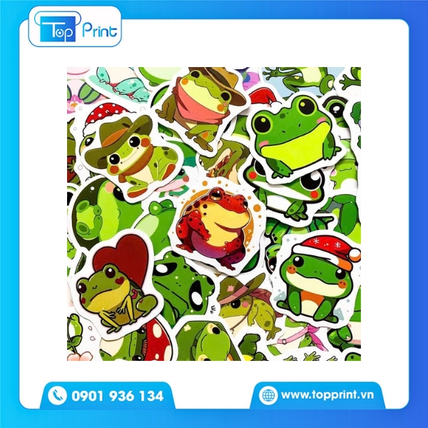 In Sticker Ếch Xanh Dán Laptop - TopPrint Siêu Bền