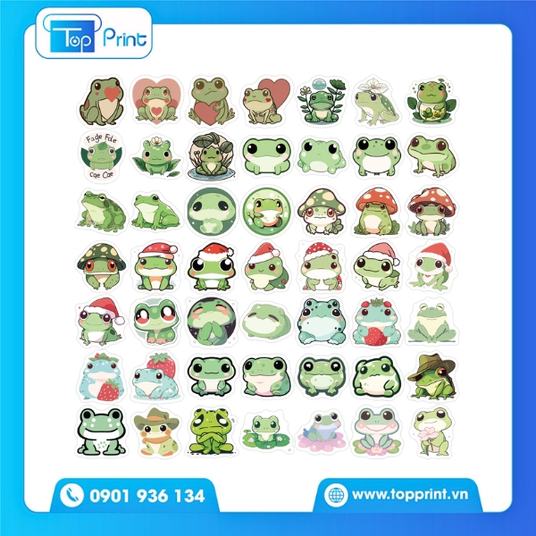 Sticker Ếch Xanh Chất Liệu Trong Suốt