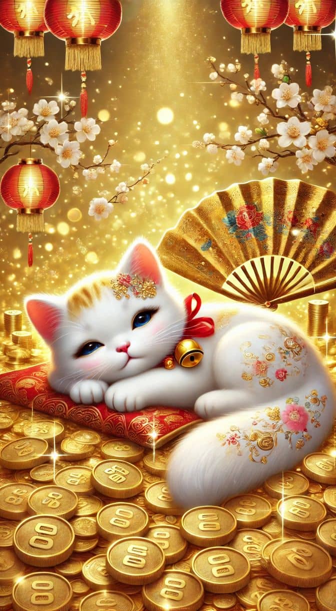 Hình nền mèo thần tài chibi 1