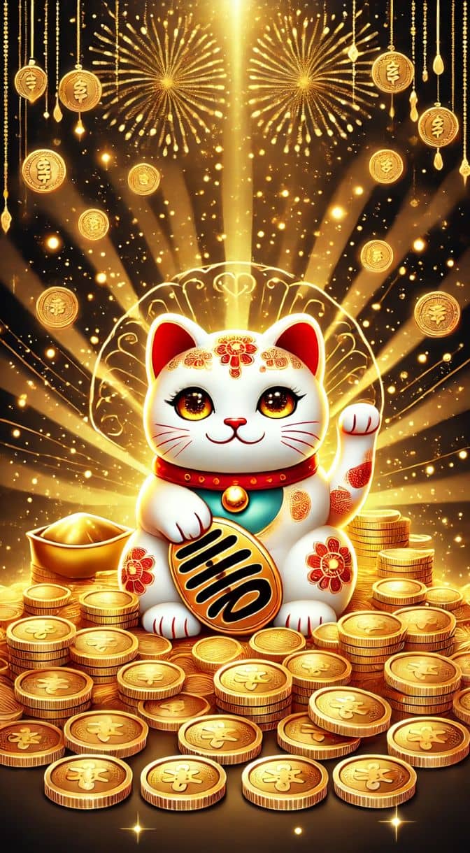 Hình nền mèo thần tài vẫy tay 2