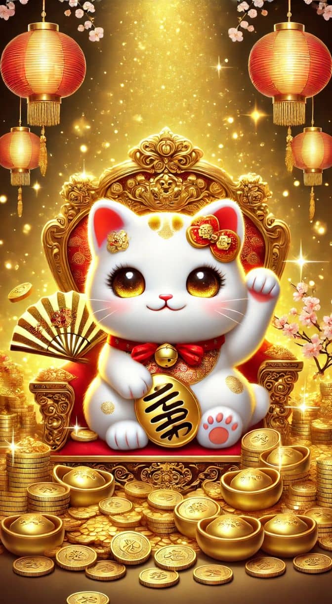 Hình nền mèo cầm quạt 2