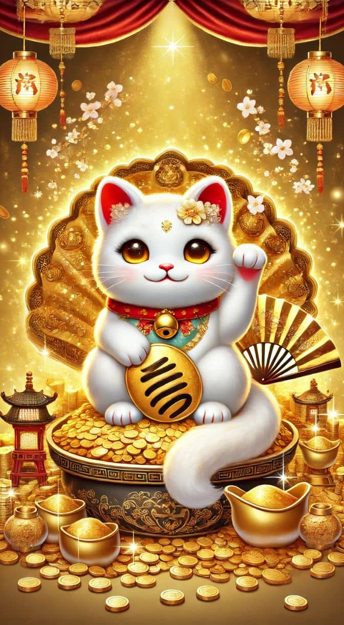 Hình nền mèo cầm quạt 3