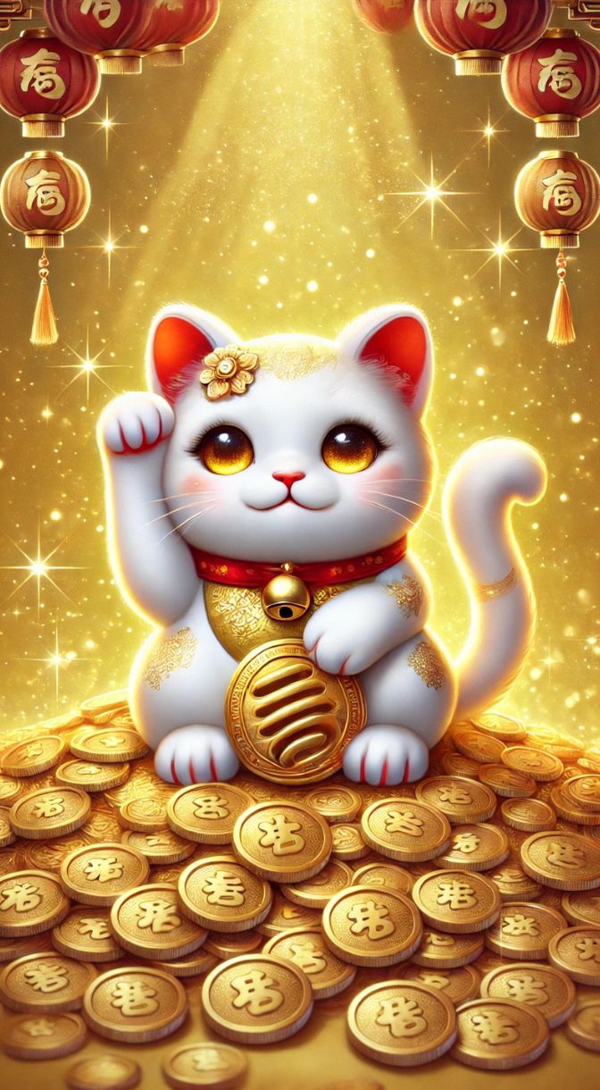 Hình nền mèo thần tài ôm vàng 1