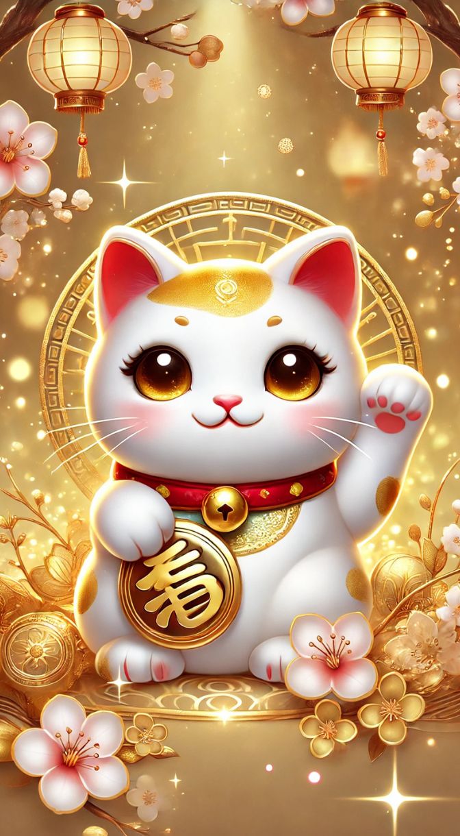 Hình nền mèo thần tài ôm vàng 2