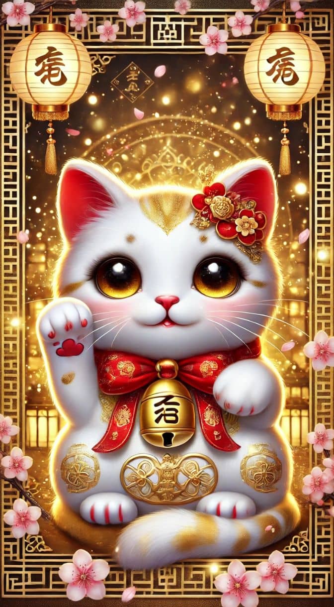 Hình nền mèo thần tài ôm vàng 3