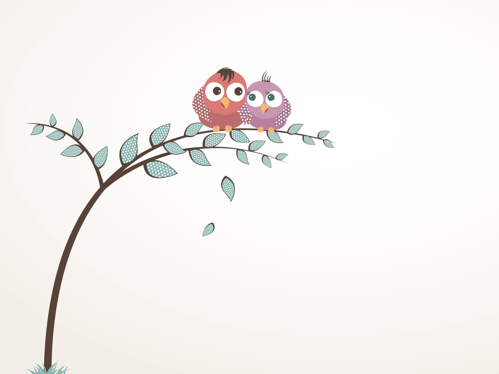 Hình nền PowerPoint hai chú chim dựa vào nhau